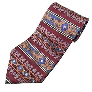 The Arrow Company Silk Necktie, Burgundy & Gold Paisley - Like New